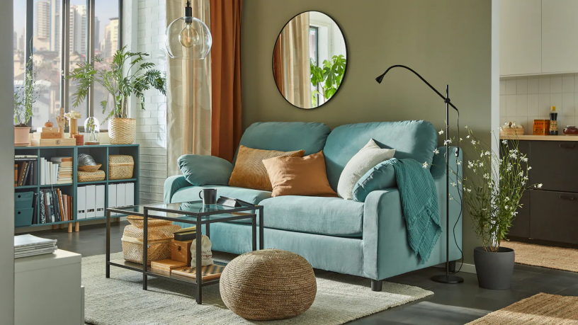 Бирюзовый диван в интерьере – фото, идеи оформления, особенности дизайнакомнат с бирюзовым диваном
