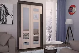 Шкаф купе Феникс Лайт с зеркалами венге Бежевый