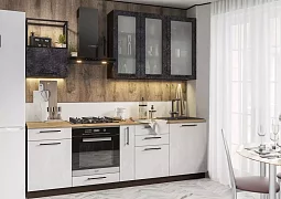 Модульная кухня Нувель (бетон белый/черный) 