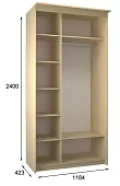 Шкаф-купе Эконом Миллениум 1184х2400х423 1 зеркало светлый роникон Бежевый