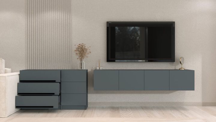 Комплект в гостиную Бастион 1.5 м, Графит