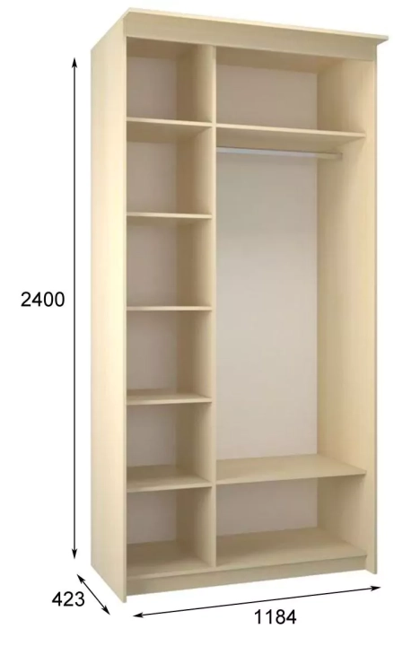 Шкаф-купе Эконом Миллениум 1184х2400х423, Бежевый
