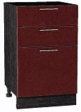 Шкаф нижний с 3-мя ящиками Валерия-М 500 Гранатовый металлик/Венге