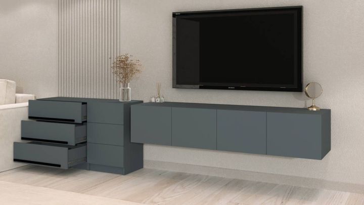 Комплект в гостиную Бастион 1.5 м, Графит