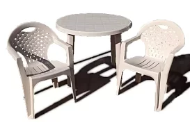 Комплект пластиковой мебели стол круглый Ривьера + 2 кресла Флинт 