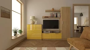 Стенка в гостиную глянец 10 Желтый