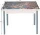Стол обеденный поворотно-раскладной с фотопечатью Симпл Мрамор космос/Серебристый металлик