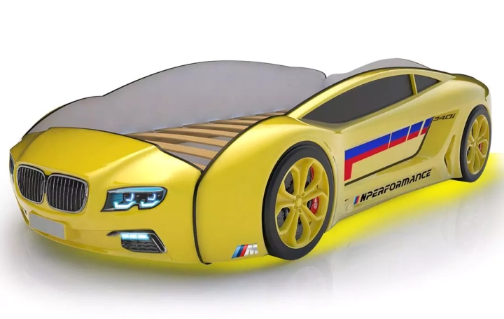 Кровать-машина Roadster БМВ, Желтый