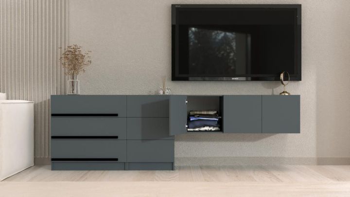 Комплект в гостиную Бастион 2.5 м, Графит
