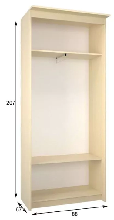 Шкаф-купе Эконом Миллениум 884х2070х573 зеркало, Бежевый