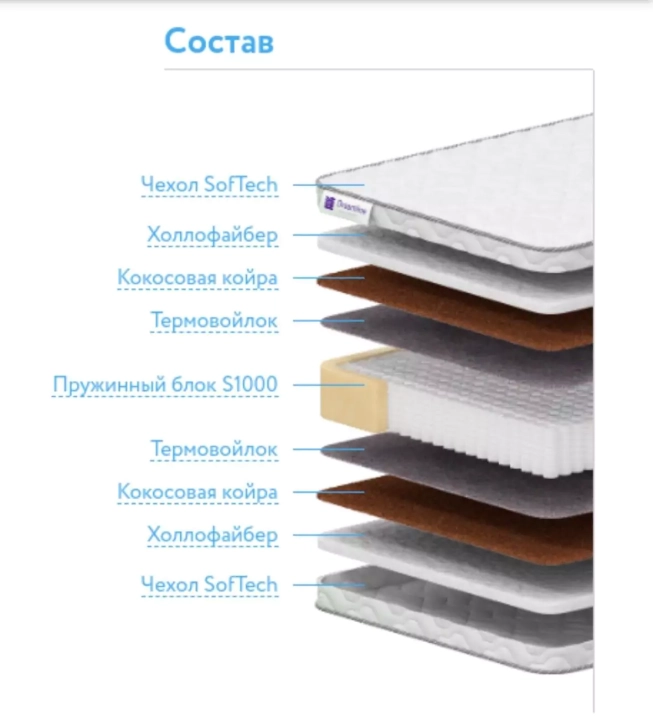 Матрас Дримлайн Eco Holl Hard S1000, Белый