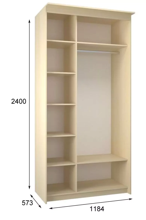 Шкаф-купе Эконом Миллениум 1184х2400х573 1 зеркало, Бежевый
