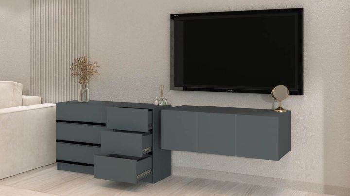 Комплект в гостиную Бастион 2.5 м, Графит