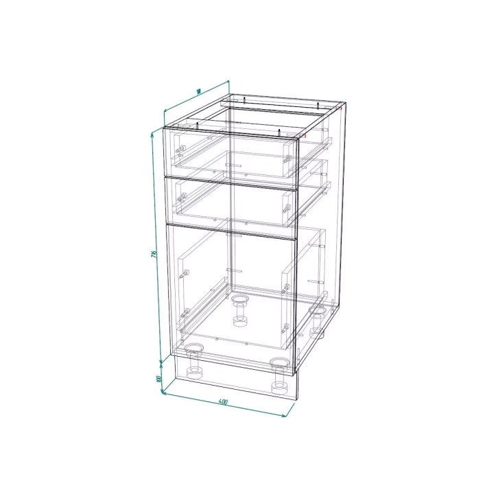 ф119 Шкаф нижний с 3-мя ящиками ШН3Я 400 Гренада браз орех схема