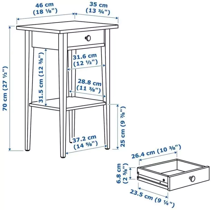 Прикроватная тумба HEMNES, Венге