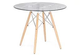 Стол стеклянный PT-151 80х80х76 clear glass / wood