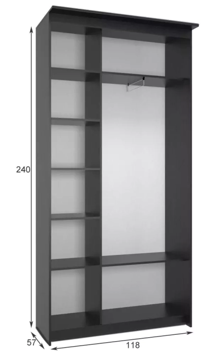 Шкаф-купе Эконом Миллениум 1184х2400х573 1 зеркало, Венге