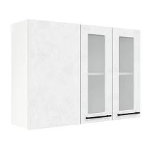 Шкаф верхний угловой со стеклом ШВУПС 1000 Нувель (бетон белый) 