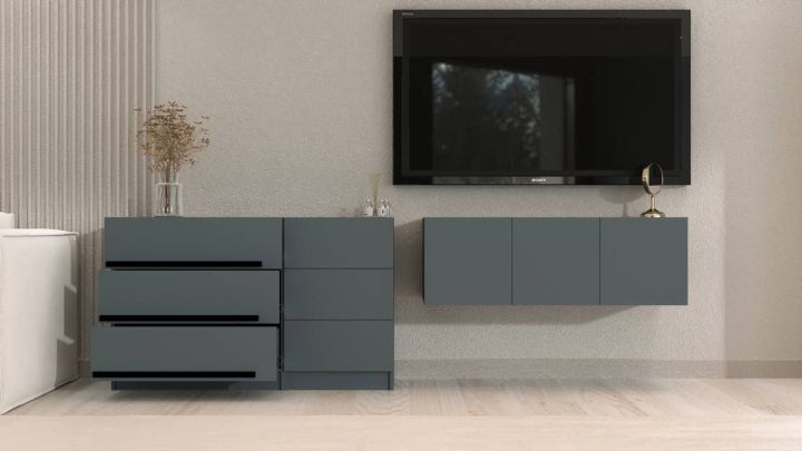 Комплект в гостиную Бастион 2.5 м, Графит