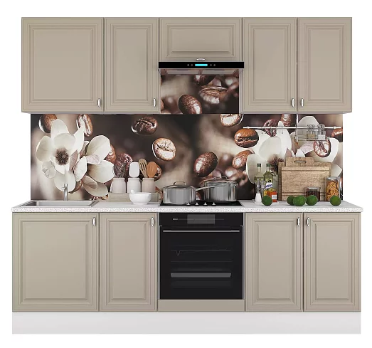 Модульная кухня Ева 2.4 м (мокко софт), Бежевый