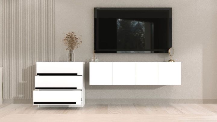Комплект в гостиную Бастион 2.4 м, Белый