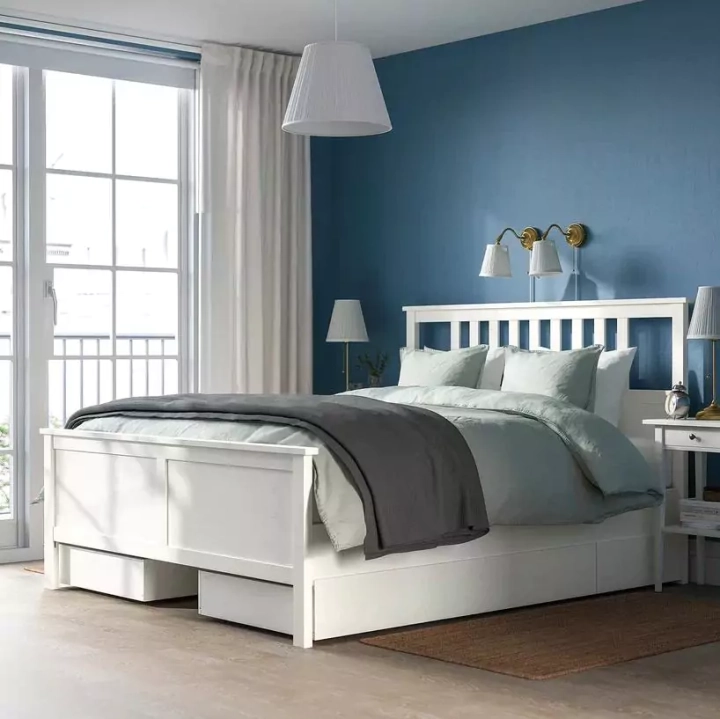 Каркас кровати с 4 ящиками HEMNES, Белый