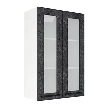 Шкаф верхний со стеклом (премьер) ШВС 600Н Нувель (бетон черный) 