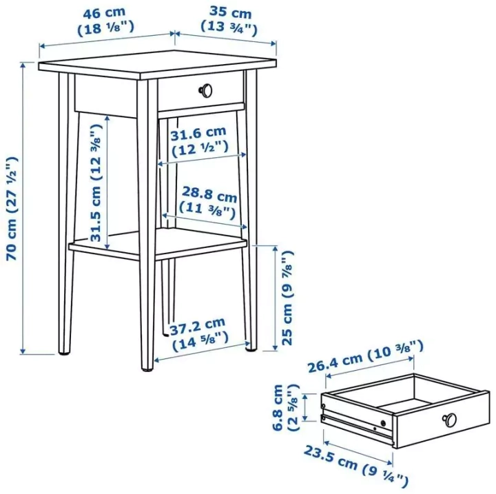 Прикроватная тумба HEMNES, Белый