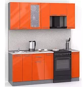 Кухня Лиана МДФ 2200 оранжевый глянец
