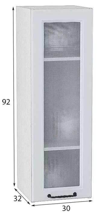 Шкаф верхний с 1-ой остекленной дверцей Ницца 920х300, Белый