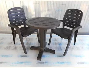 Комплект пластиковой мебели Стол Дон «Don» круглый D650 мм + 2 кресла «Ибица» 