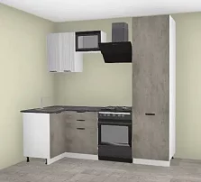 Угловая кухня Норд (камень беж/софт пломбир Line) 1.0х2.4м 