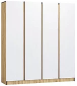 Шкаф распашной Корд 4-дверный 2.0 м, белый древесный/крафт золотой Белый
