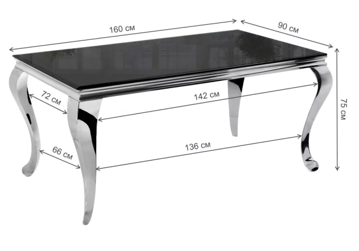 ф208а Стол стеклянный Sondal 160 см черный