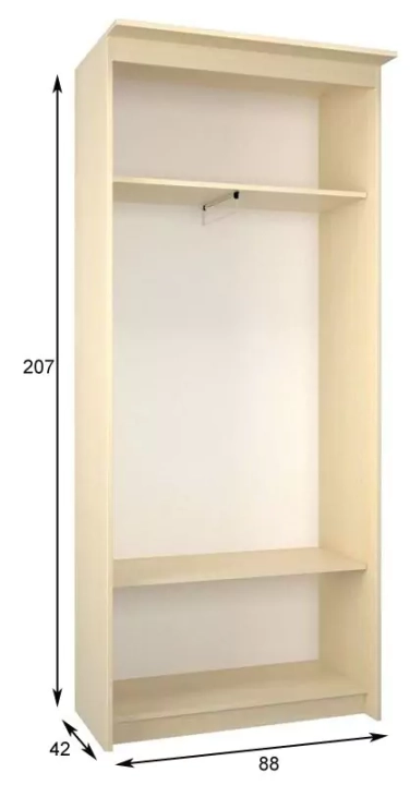 Шкаф-купе Эконом Миллениум 884х2070х423 зеркало, Бежевый