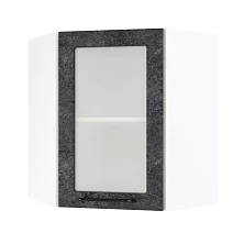 Шкаф верхний угловой со стеклом ШВУС 600 Нувель (бетон черный) 