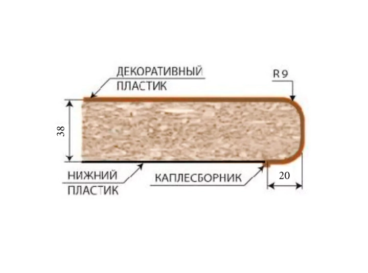 ф119 Столешница 0,36 м (правая) 38 мм Мрамор бернини