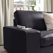 Кожаный диван 3-местный Кивик Без механизма Черный