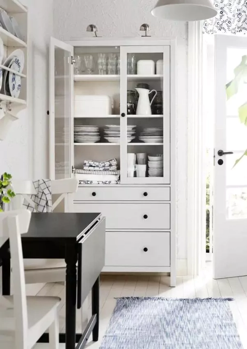 Шкаф-витрина с 3 ящиками HEMNES, Белый