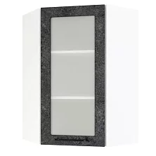 Шкаф верхний угловой со стеклом (премьер) ШВУС 600Н Нувель (бетон черный) 