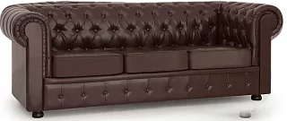 Кожаный диван Честерфилд Без механизма Коричневый