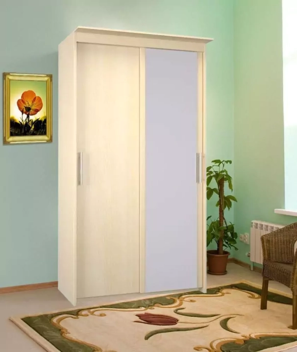 Шкаф-купе Эконом Миллениум 884х2070х573 зеркало, Бежевый