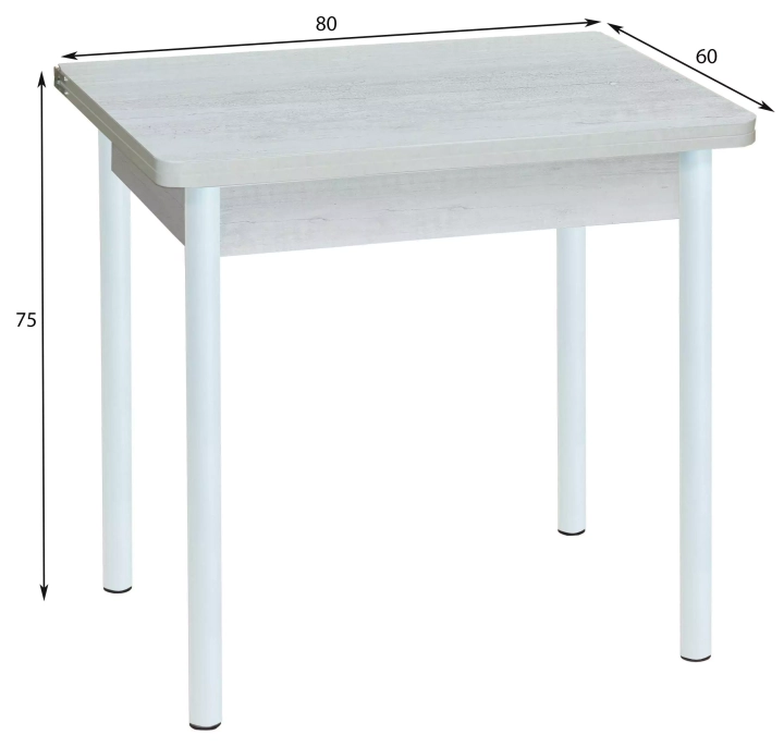 Стол обеденный раскладной ЭКО 80*60 Бетон пайн белый/Муар белый 2