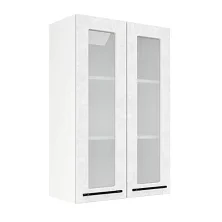 Шкаф верхний со стеклом (премьер) ШВС 600Н Нувель (бетон белый) 