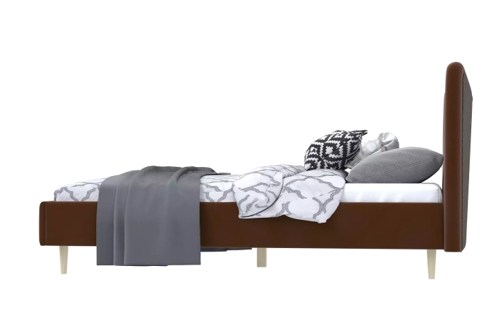 ф327а Мягкая кровать Финна (коричневая)