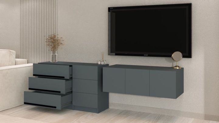 Комплект в гостиную Бастион 2.5 м, Графит