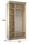 Шкаф-купе Эконом Миллениум 1184х2400х573 1 зеркало светлый роникон Бежевый
