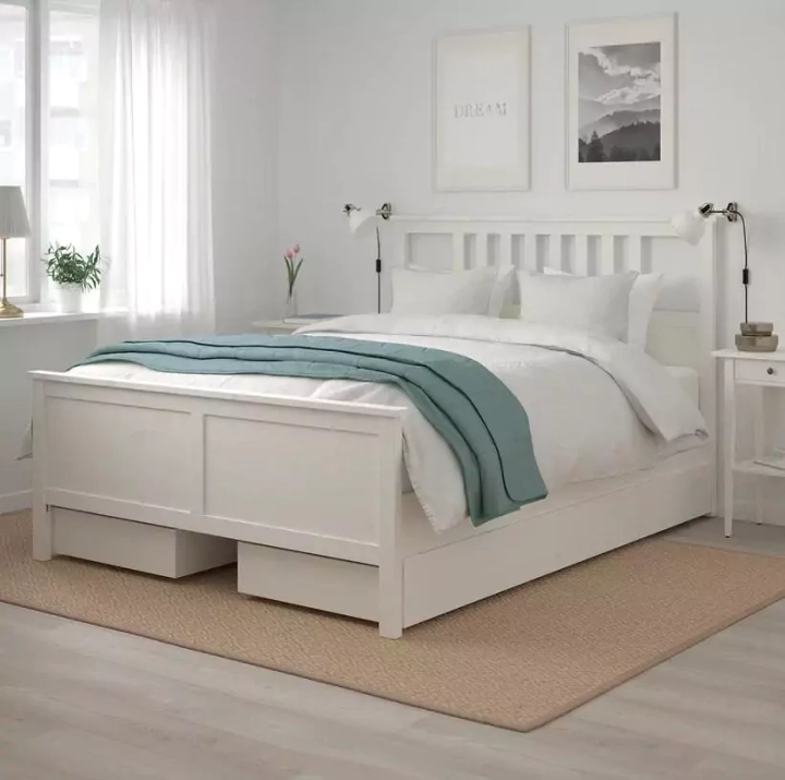 Каркас кровати с 4 ящиками HEMNES, Белый