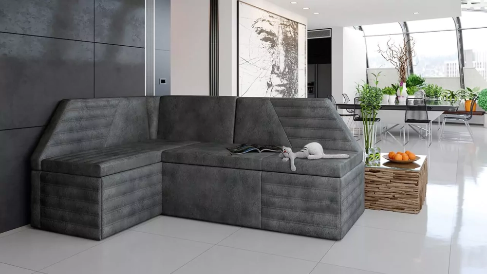 Кухонный угловой диван со спальным местом Лондон, С��рый {3931561} – купитьв Москве за 39000 руб в интернет-магазине Divano.ru