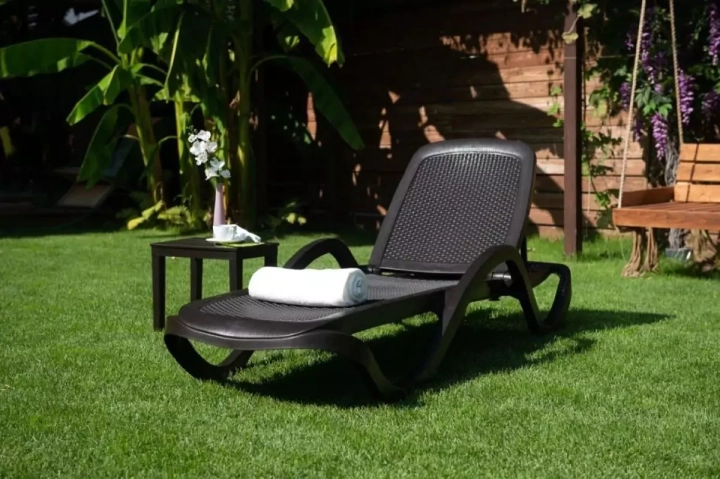 Пластиковый шезлонг Клеопатра Ротанг Cleopatra Rattan, Шоколадный